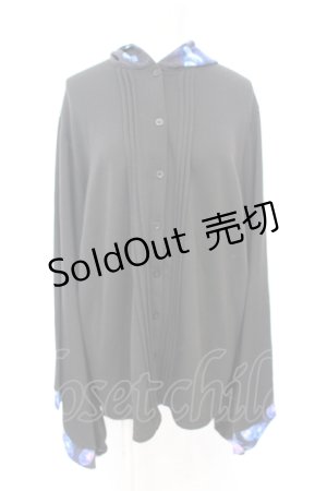 画像: NieR Clothing / 冬用×内側さらふわ着物風袖ブロッキングシャツ【海月】  ブラック O-25-06-16-025-PU-TO-IG-ZT284