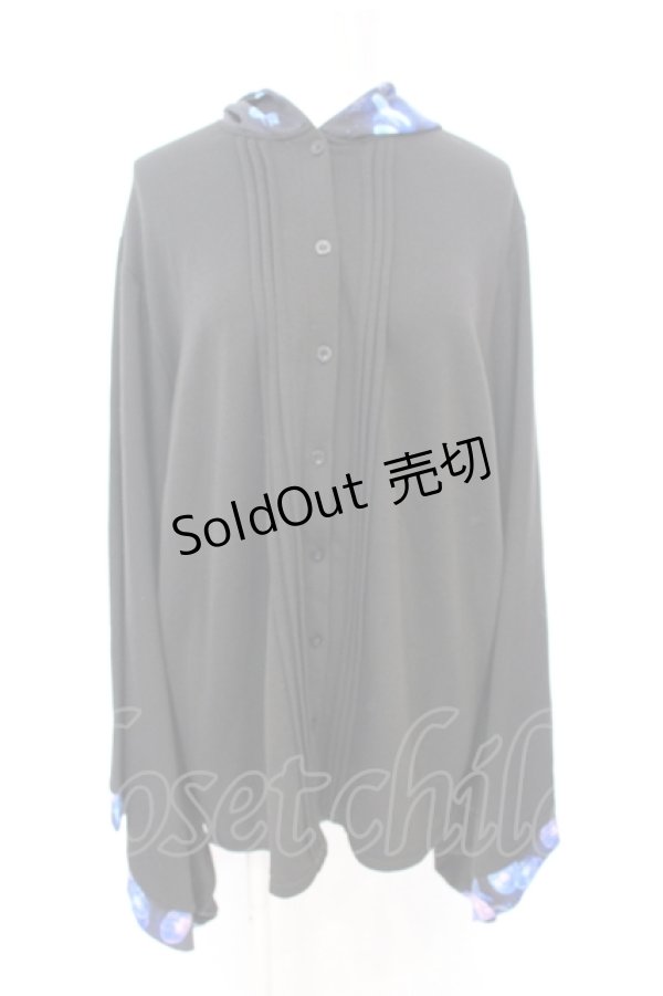 画像1: NieR Clothing / 冬用×内側さらふわ着物風袖ブロッキングシャツ【海月】  ブラック O-25-06-16-025-PU-TO-IG-ZT284 (1)