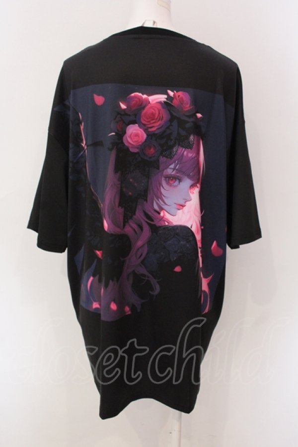 画像1: NieR Clothing / 擬人化カットソー  ブラック×ピンク系 O-25-06-16-029-PU-TO-IG-OS (1)