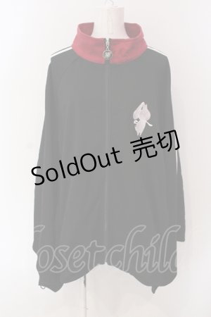 画像: NieR Clothing / 着物袖ジャージ風デザインZIP OUTER  ブラック×ワイン×ホワイト O-25-06-16-034-PU-TO-IG-ZT201