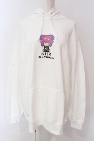 画像: NieR Clothing / ドット絵PULLOVER PARKA【ちゃむちゃむ】パーカー  ホワイト O-25-06-16-038-PU-TO-IG-OS