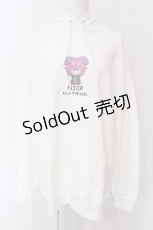 画像: NieR Clothing / ドット絵PULLOVER PARKA【ちゃむちゃむ】パーカー  ホワイト O-25-06-16-038-PU-TO-IG-ZT009