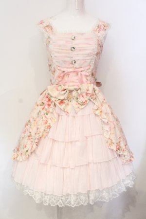 画像: metamorphose / 花柄シフォンフリルジャンパースカート  ピンク O-25-06-17-011-ME-OP-IG-OS