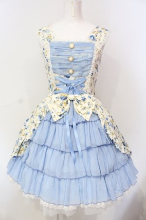 画像: metamorphose / 花柄シフォンフリルジャンパースカート  サックス O-25-06-17-012-ME-OP-IG-OS