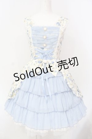 画像: metamorphose / 花柄シフォンフリルジャンパースカート  サックス O-25-06-17-012-ME-OP-IG-OS