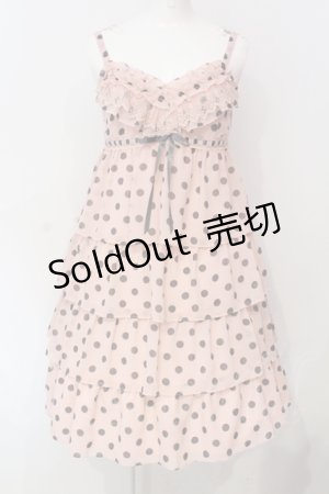 画像: Emily Temple cute / ドットジョーッゼットティアードキャミワンピース  ピンク×グレー O-25-06-17-014-ET-OP-IG-OS