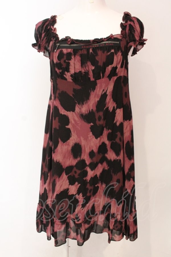 画像1: HYSTERIC GLAMOUR / DESIGNED TO KILL 総柄ワンピース  ブラック×ピンク O-25-06-19-033-PU-OP-OW-OS (1)