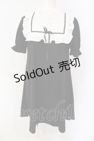 画像: Ank Rouge / スクエアヨークワンピース M クロ×シロ O-25-06-19-036-CA-OP-OW-OS
