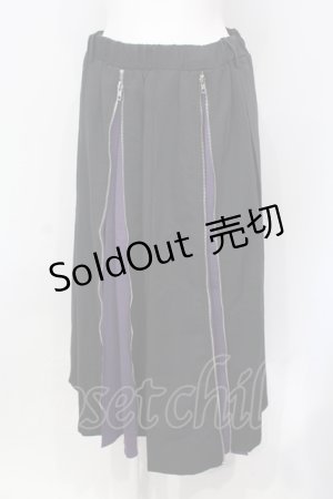 画像: KMK / ダブルジップ切替パープルレイヤードプリーツスカート  ブラック×パープル O-25-06-19-048-PU-SK-OW-OS