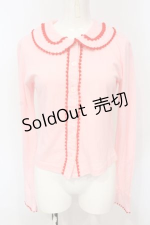 画像: metamorphose / ぽんぽん付きカーディガン  ピンク O-25-06-19-064-ME-TO-IG-OS