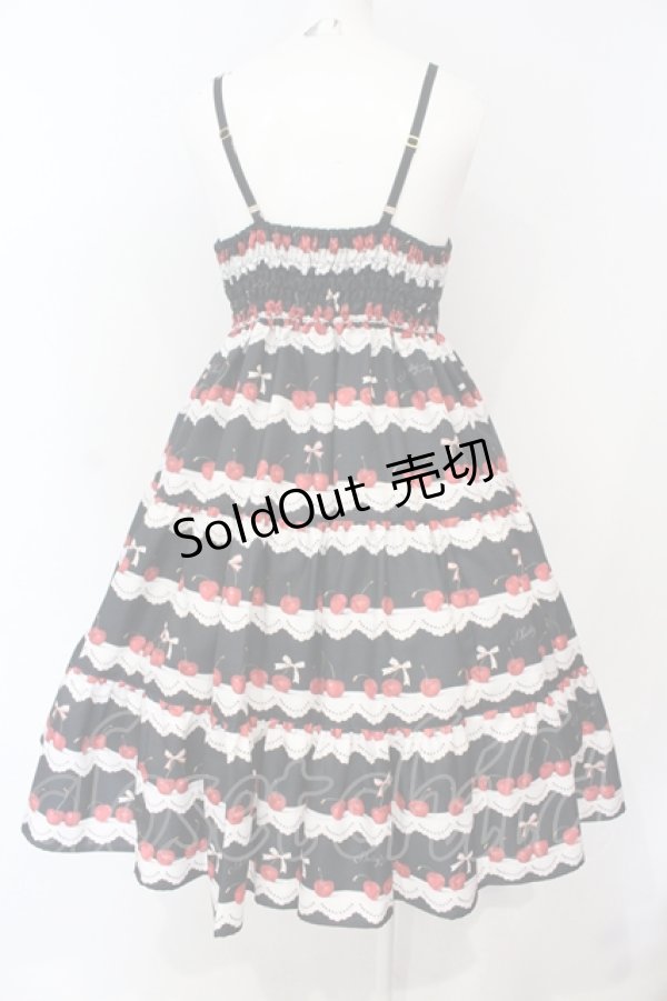 画像4: Shirley Temple / チェリースカラップレースプリントジャンパースカート F クロ×アカ O-25-06-19-074-ET-OP-OW-OS (4)