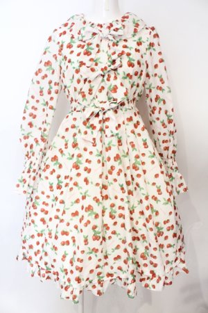 画像: Shirley Temple / タイニーストロベリープリントワンピース(Ladies) F アイボリー O-25-06-19-075-ET-OP-OW-OS