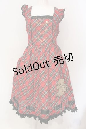 画像: crossing rabbit / Bear dollチェックジャンパースカート  アカ O-25-06-19-008-LO-OP-OW-OS