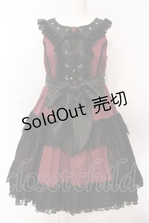 画像: ALGONQUINS / ラッセルレースティイアードノースリーブワンピース  ワイン×ブラック O-25-06-19-083-AL-OP-IG-OS