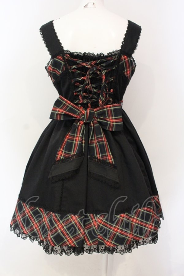 画像4: Angelic Pretty / ツイル×タータンジャンパースカート  クロ×アカ O-25-06-19-086-AP-OP-IG-OS (4)