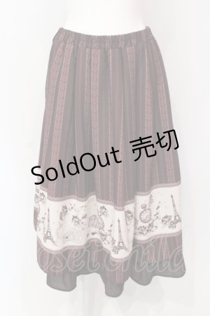 画像: axes femme / パリトラベルパネル柄スカート M ワイン O-25-06-19-090-AX-SK-OW-OS