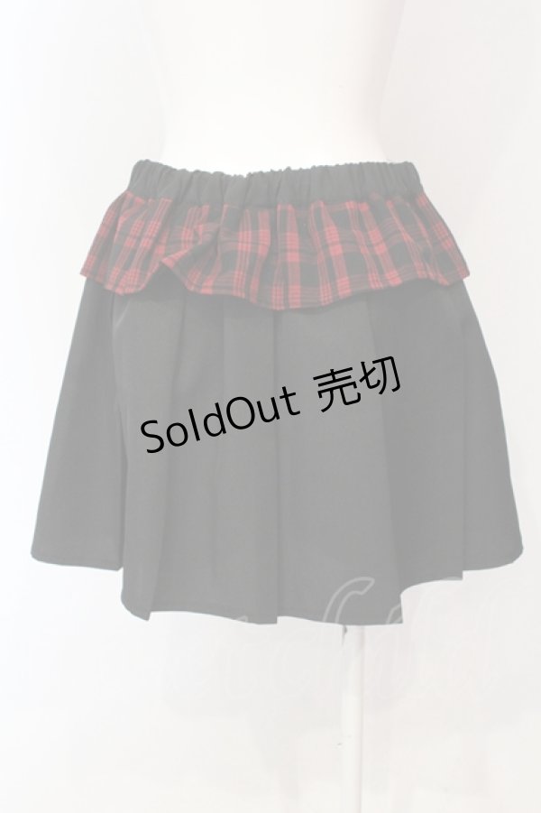 画像3: DARRDY / ガーターベルト付きプリーツミニスカパン F ブラック×レッド O-25-06-19-099-PU-SK-OW-OS (3)