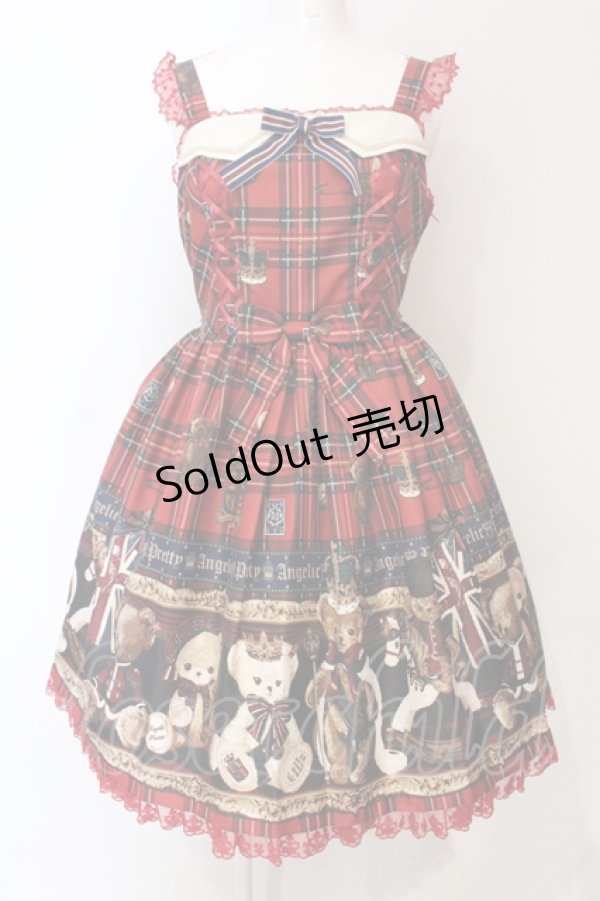 画像1: Angelic Pretty / British Bearジャンパースカートセット ジャンパースカート単品  アカ O-25-06-19-013-AP-OP-IG-OS (1)