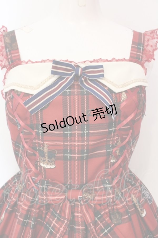 画像2: Angelic Pretty / British Bearジャンパースカートセット ジャンパースカート単品  アカ O-25-06-19-013-AP-OP-IG-OS (2)