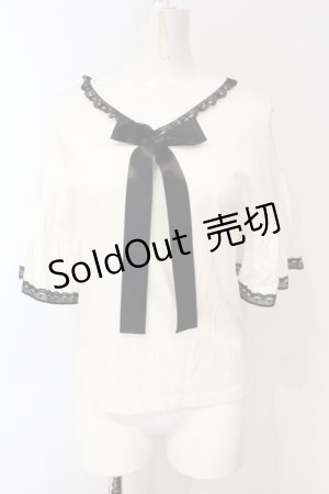 画像: MILK / フリルスリーブトップス  シロ×クロ O-25-06-19-018-ML-TO-OW-OS