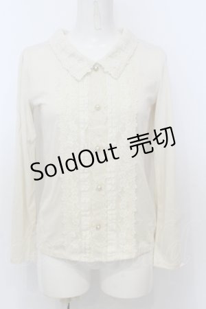画像: axes femme / ブローチ付きブラウス風プルオーバー（ブローチ欠品） M アイボリー O-25-06-21-038-AX-TO-IG-OS