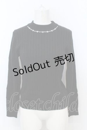 画像: axes femme / ビジューリブニットトップス M クロ O-25-06-21-043-AX-TO-IG-OS