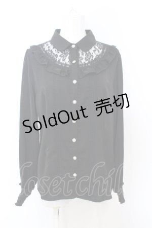 画像: axes femme / デコルテレース切替ブラウス L くろ O-25-06-21-052-AX-BL-IG-OS