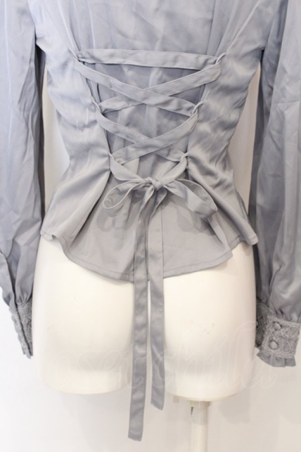 Sheglit / スタンドカラーリボンジャボブラウス M グレー O-25-06-21