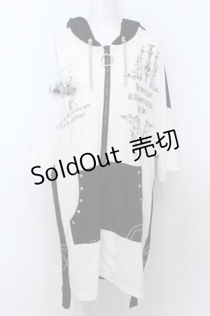 画像: SEX POT ReVeNGe / シャンデリアプリントバイカラーパーカー  ホワイト×ブラック O-25-06-21-069-SP-TO-IG-OS