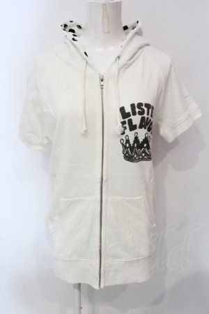 画像: LISTEN FLAVOR / キャンディプリント半袖パーカー  ホワイト×ブラック O-25-06-21-077-PU-TO-IG-OS