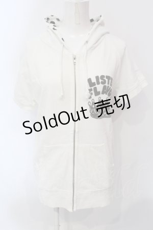 画像: LISTEN FLAVOR / キャンディプリント半袖パーカー  ホワイト×ブラック O-25-06-21-077-PU-TO-IG-OS