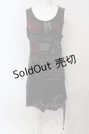 画像: h.ANARCHY / スカルプリントロングタンク  チャコール×ブラック O-25-06-21-084-HN-TO-IG-OS