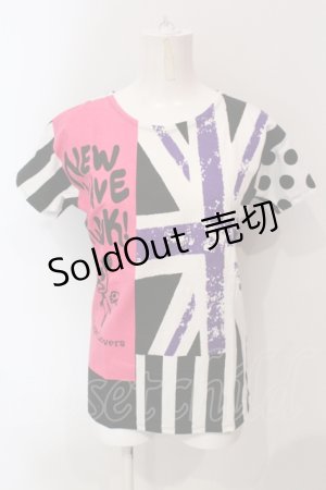 画像: SUPER LOVERS / ユニオンジャックプリントTシャツ  ブラック×ホワイト O-25-06-21-087-PU-TS-IG-OS