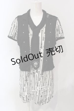 画像: SEX POT ReVeNGe / ジッププリントワンピース  ホワイト×ブラック O-25-06-21-090-SP-OP-IG-OS