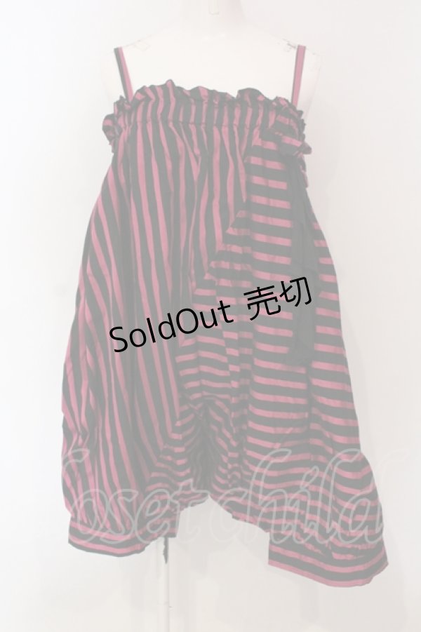 画像1: PEACE NOW / ストライプサスペンダーバルーンパンツ  ピンク×ブラック O-25-06-21-104-PU-PA-IG-ZS (1)