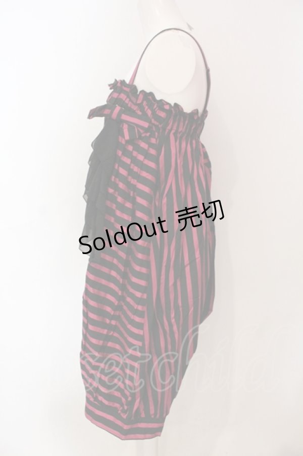 画像2: PEACE NOW / ストライプサスペンダーバルーンパンツ  ピンク×ブラック O-25-06-21-104-PU-PA-IG-ZS (2)