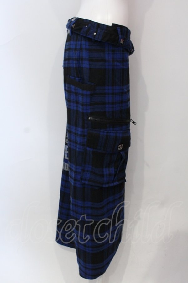 画像2: SEX POT ReVeNGe / 巻きスカート風チェックサルエルワイドパンツ  ブルー×ブラック O-25-06-21-107-SP-PA-IG-ZT062 (2)