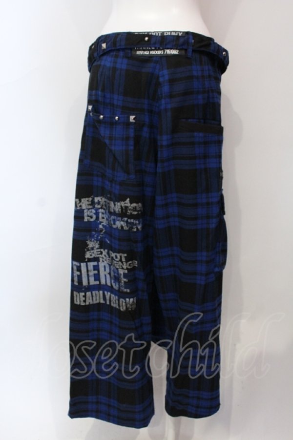 画像3: SEX POT ReVeNGe / 巻きスカート風チェックサルエルワイドパンツ  ブルー×ブラック O-25-06-21-107-SP-PA-IG-ZT062 (3)
