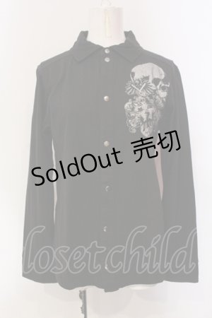 画像: SEX POT ReVeNGe / スカルプリントシャツ M ブラック O-25-06-21-123-SP-TO-IG-OS