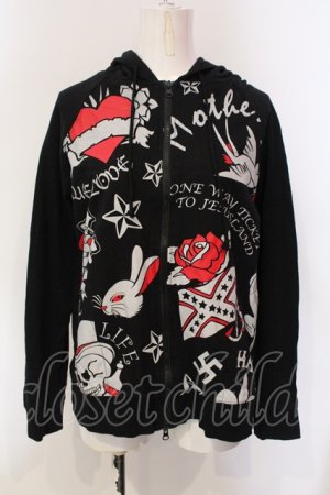 画像: HELL CAT PUNKS / アイコンプリントパーカー L ブラック O-25-06-21-125-PU-TO-IG-OS