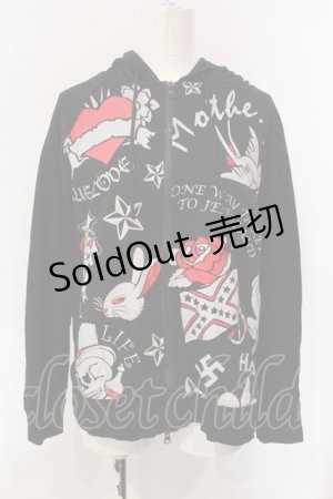 画像: HELL CAT PUNKS / アイコンプリントパーカー L ブラック O-25-06-21-125-PU-TO-IG-ZY
