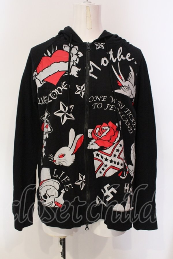 画像1: HELL CAT PUNKS / アイコンプリントパーカー L ブラック O-25-06-21-125-PU-TO-IG-OS (1)