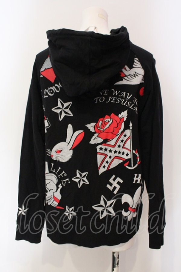 画像3: HELL CAT PUNKS / アイコンプリントパーカー L ブラック O-25-06-21-125-PU-TO-IG-OS (3)
