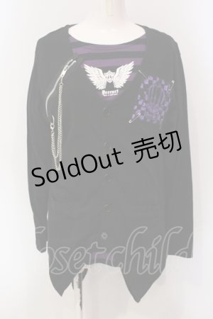 画像: Deorart / ボーダーTシャツ カーディガンセット L ×パープル O-25-06-21-140-PU-TO-IG-OS