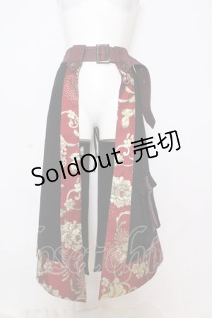 画像: Qutie Frash / ラップロングスカート  ブラック×レッド O-25-06-21-017-QU-SK-OW-OS