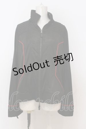 画像: Qutie Frash / サイバーZIPカーデ  ブラック×レッド O-25-06-21-018-QU-TO-OW-ZI