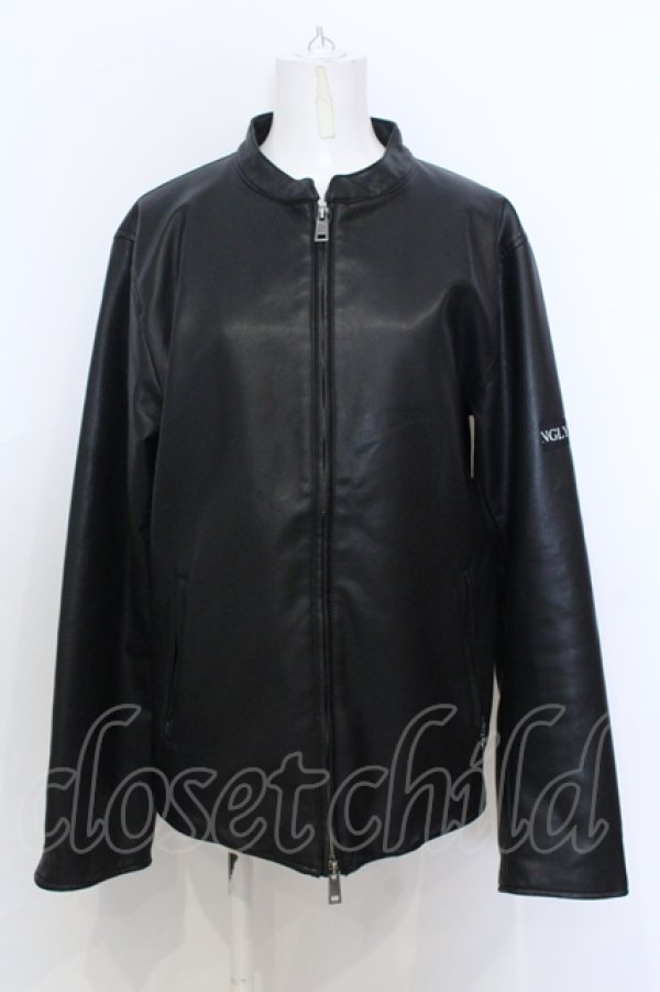 画像1: KMK(KINGLY MASK) / バックパッチシングルPUライダースジャケット L ブラック O-25-06-21-026-PU-JA-YM-OS (1)