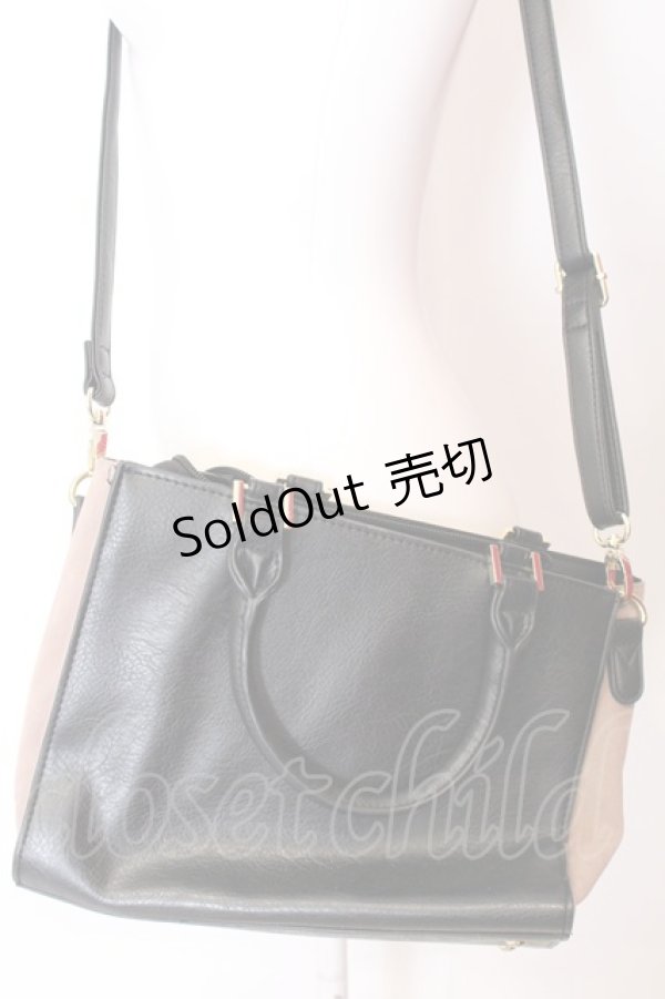 画像4: axes femme / スカラップデザインバッグ  クロ×ベージュ O-25-06-22-052-AX-BG-OW-ZT308 (4)