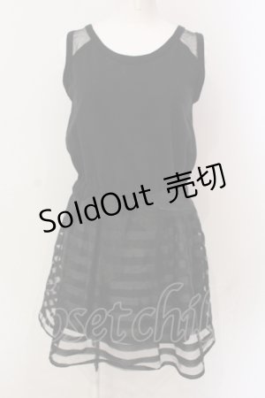 画像: MA*RS / オーガンジーボーダーノースリーブワンピース  クロ O-25-06-23-028-EL-OP-IG-ZT183