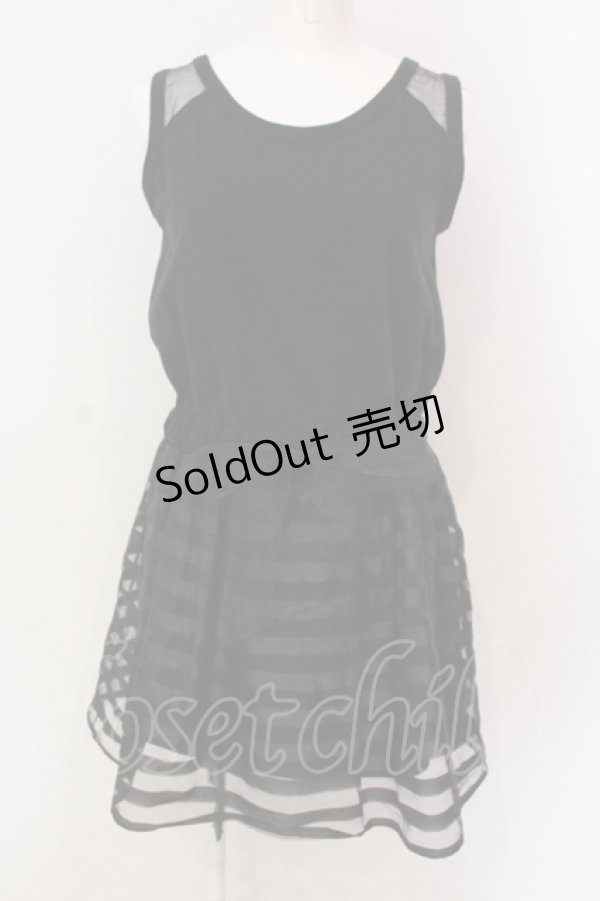 画像1: MA*RS / オーガンジーボーダーノースリーブワンピース  クロ O-25-06-23-028-EL-OP-IG-ZT183 (1)